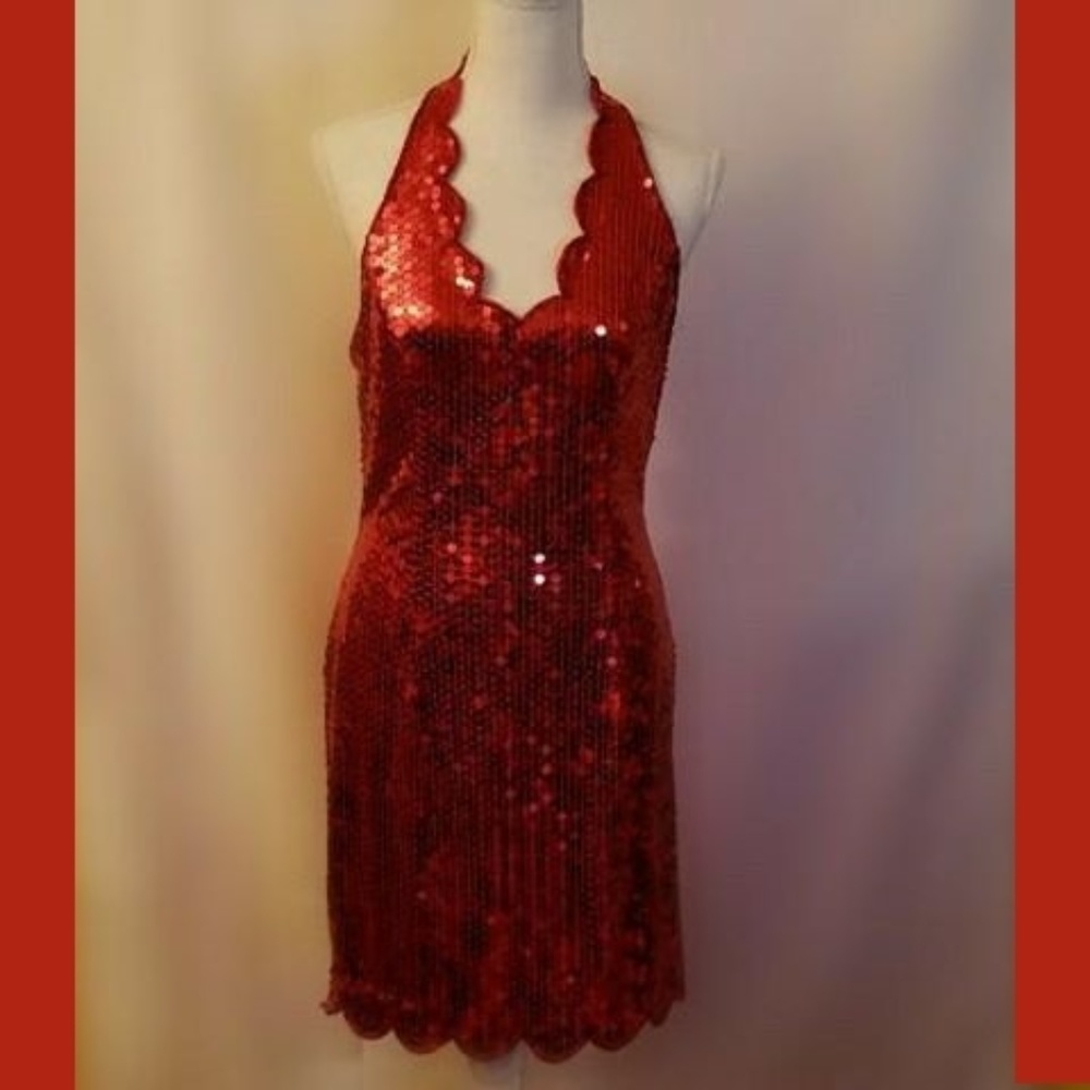 Vintage Red Sequined Party Dress She Devil Costume